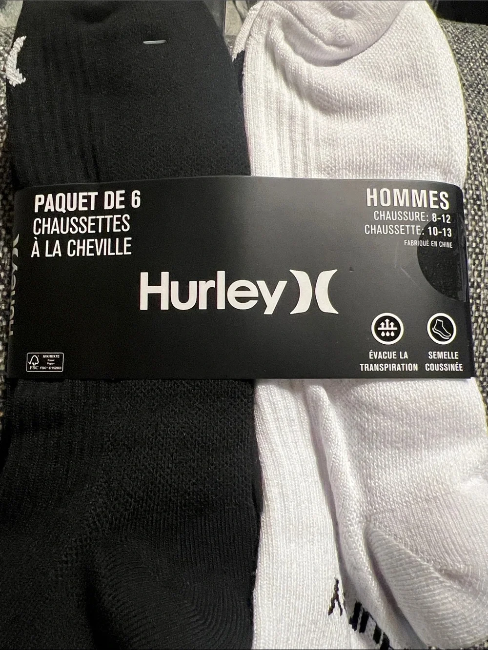 NWT HURLEY 6pk quarter crew athletic socks